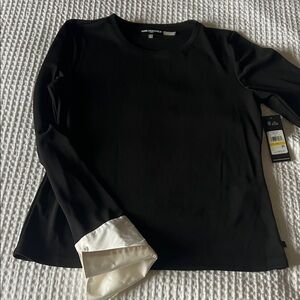 Karl Lagerfeld Black Top with White Cuffs